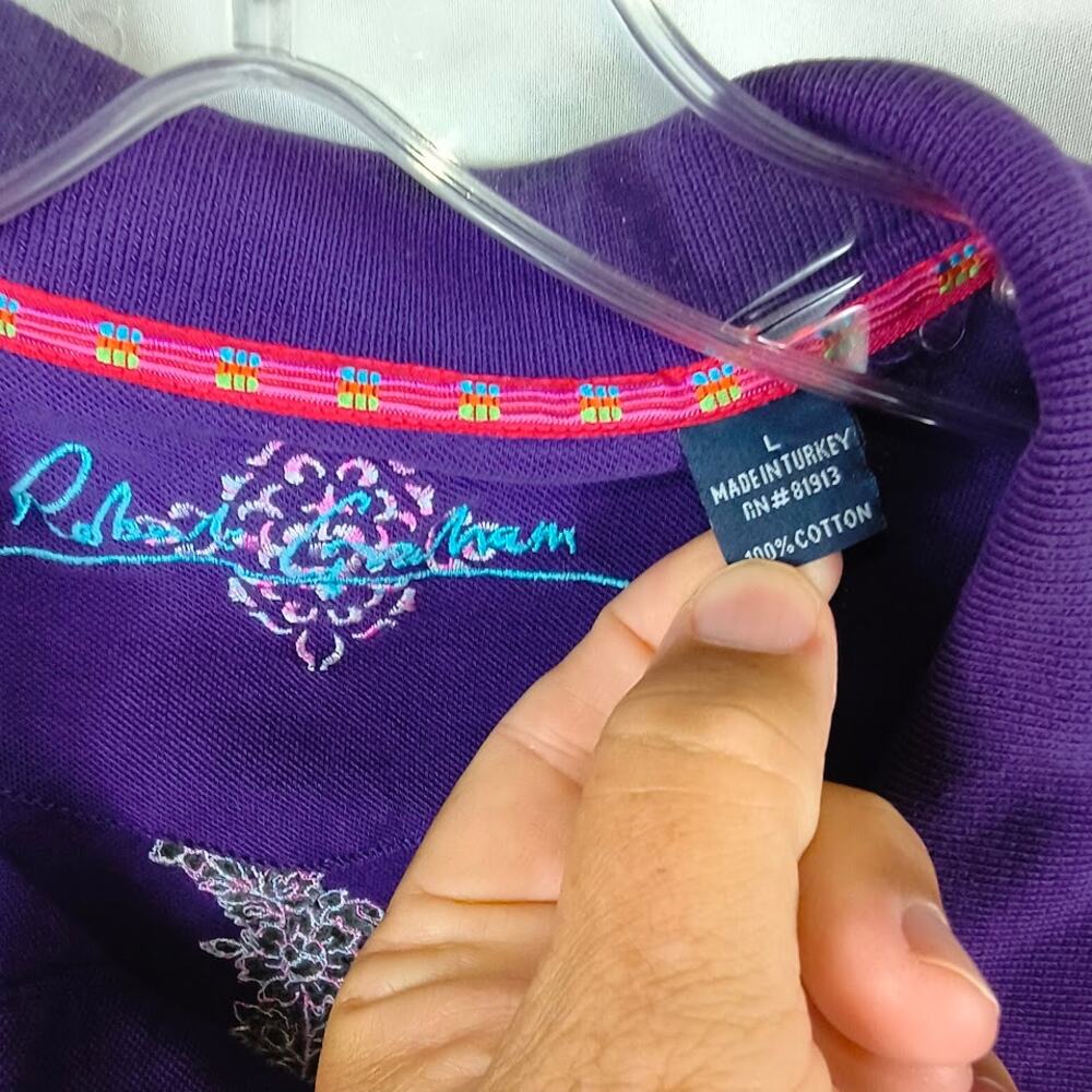 ROBERT GRAHAM L Polo Embroidered Purple - Picture 3 of 6